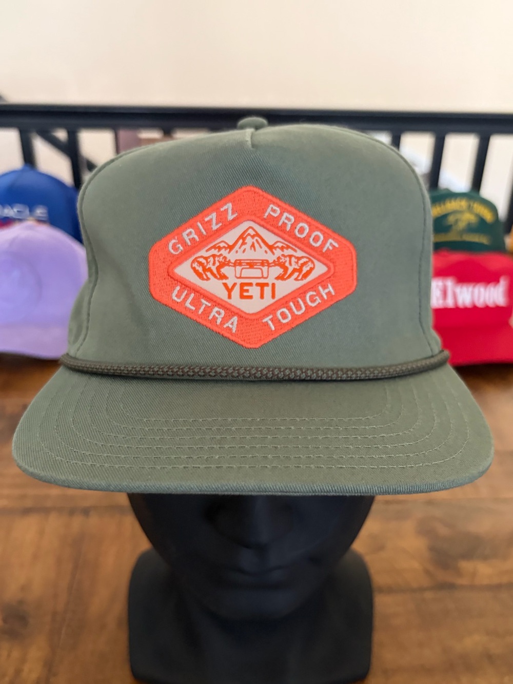 Yeti Olive Green Hat with Orange Grizz Proof Patch